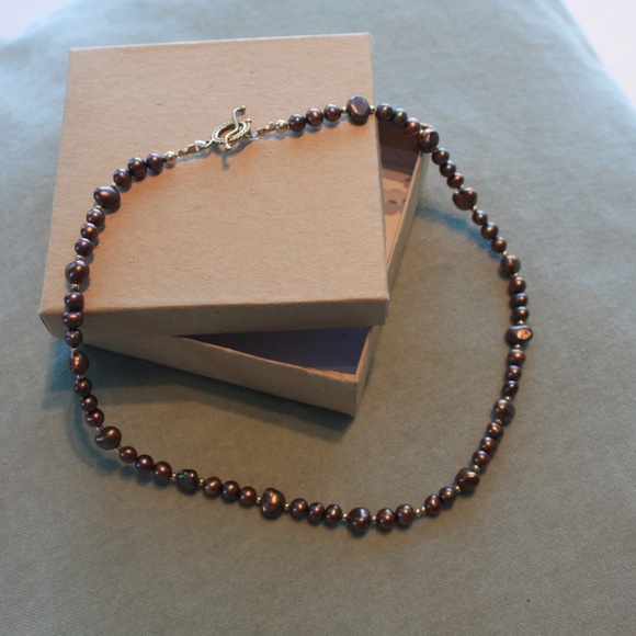 Iridescent Purple Brown Freshwater Pearl Necklace - Picture 2 of 3